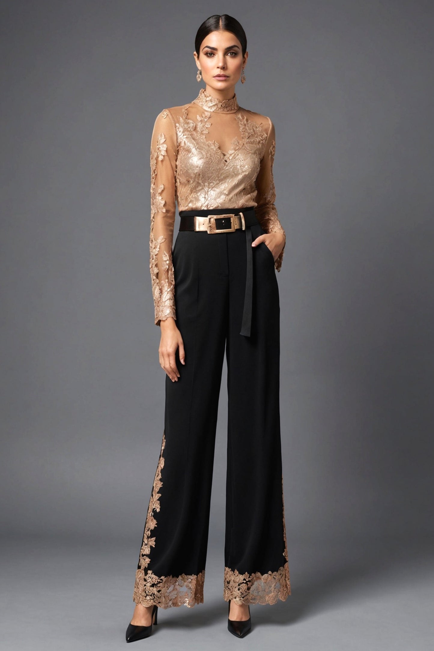 Isis - beautiful lace blouse in gold. (All items are made to order - Custom sewing)