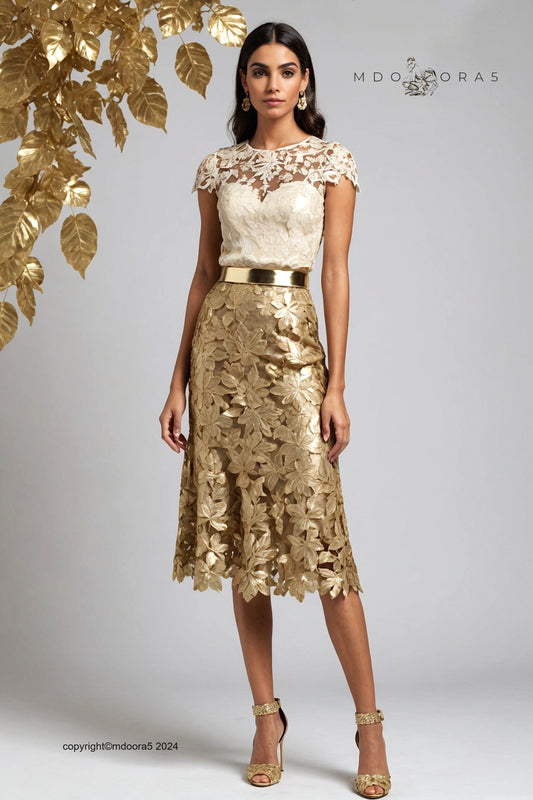 Taweret - beautiful beige and gold lace skirt. (All items are made to order - Custom sewing)